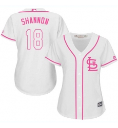 Women's Majestic St. Louis Cardinals #18 Mike Shannon Replica White Fashion Cool Base MLB Jersey