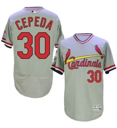 Men's Majestic St. Louis Cardinals #30 Orlando Cepeda Grey Flexbase Authentic Collection Cooperstown MLB Jersey
