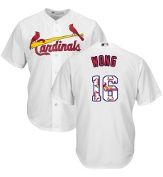 Men's Majestic St. Louis Cardinals #16 Kolten Wong Authentic White Team Logo Fashion Cool Base MLB Jersey