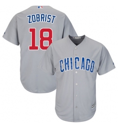 Men's Majestic Chicago Cubs #18 Ben Zobrist Replica Grey Road Cool Base MLB Jersey