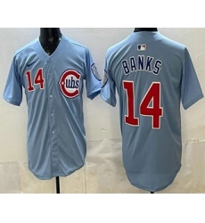 Men's Chicago Cubs #14 Ernie Banks Baby Blue Limited Jersey