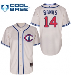 Men's Majestic Chicago Cubs #14 Ernie Banks Authentic Cream 1929 Turn Back The Clock MLB Jersey