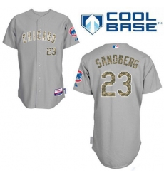 Men's Majestic Chicago Cubs #23 Ryne Sandberg Authentic Grey USMC Cool Base MLB Jersey