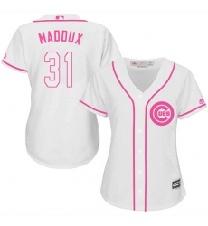 Women's Majestic Chicago Cubs #31 Greg Maddux Authentic White Fashion MLB Jersey