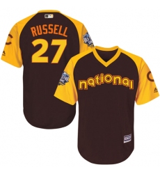 Youth Majestic Chicago Cubs #27 Addison Russell Authentic Brown 2016 All-Star National League BP Cool Base MLB Jersey