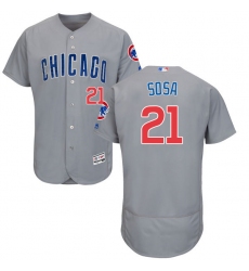 Men's Majestic Chicago Cubs #21 Sammy Sosa Grey Road Flex Base Authentic Collection MLB Jersey