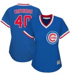 Women's Majestic Chicago Cubs #40 Willson Contreras Authentic Royal Blue Cooperstown MLB Jersey