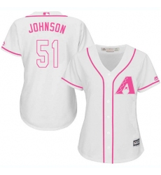 Women's Majestic Arizona Diamondbacks #51 Randy Johnson Replica White Fashion MLB Jersey