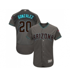 Men's Arizona Diamondbacks #20 Luis Gonzalez Gray Teal Alternate Authentic Collection Flex Base Baseball Jersey