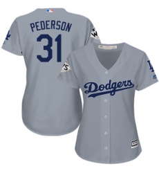 Women's Majestic Los Angeles Dodgers #31 Joc Pederson Authentic Grey Road 2017 World Series Bound Cool Base MLB Jersey