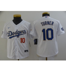 Youth Nike Los Angeles Dodgers #10 Justin Turner White Champions Authentic Jersey