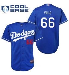 Youth Majestic Los Angeles Dodgers #66 Yasiel Puig Authentic Royal Blue Cool Base MLB Jersey