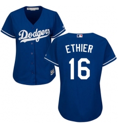Women's Majestic Los Angeles Dodgers #16 Andre Ethier Authentic Royal Blue MLB Jersey