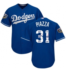 Men's Majestic Los Angeles Dodgers #31 Mike Piazza Authentic Royal Blue Team Logo Fashion Cool Base 2018 World Series MLB Jersey