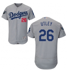 Men's Majestic Los Angeles Dodgers #26 Chase Utley Gray Alternate Flex Base Authentic Collection 2018 World Series MLB Jersey