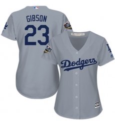 Women's Majestic Los Angeles Dodgers #23 Kirk Gibson Authentic Grey Road Cool Base 2018 World Series MLB Jersey