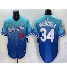 Men's Los Angeles Dodgers #34 Fernando Valenzuela Blue 2025 City Connect Limited Stitched Jersey
