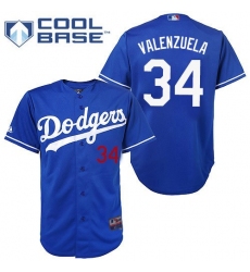 Youth Majestic Los Angeles Dodgers #34 Fernando Valenzuela Replica Royal Blue Cool Base MLB Jersey