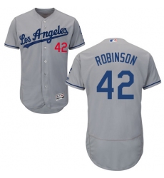 Men's Majestic Los Angeles Dodgers #42 Jackie Robinson Grey Flexbase Authentic Collection MLB Jersey