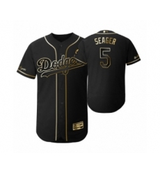 Men's 2019 Golden Edition Los Angeles Dodgers Black #74 Kenley Jansen Flex Base Jersey