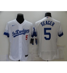 Men's Nike Los Angeles Dodgers #5 Corey Seager White Elite City Player Jersey
