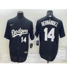 Men's Los Angeles Dodgers #14 Enrique Hernandez Number Black Turn Back The Clock Stitched Cool Base Jersey