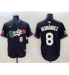 Men's Los Angeles Dodgers #8 Enrique Hernandez Black Mexico Flag Limited Stitched Baseball Jersey
