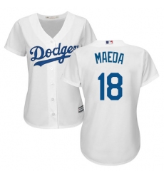 Women's Majestic Los Angeles Dodgers #18 Kenta Maeda Authentic White Home Cool Base MLB Jersey