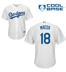 Youth Majestic Los Angeles Dodgers #18 Kenta Maeda Replica White Home Cool Base MLB Jersey