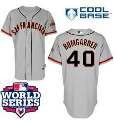 Men's Majestic San Francisco Giants #40 Madison Bumgarner Replica Grey Cool Base 2012 World Series Patch MLB Jersey