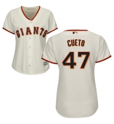 Women's Majestic San Francisco Giants #47 Johnny Cueto Authentic Cream Home Cool Base MLB Jersey