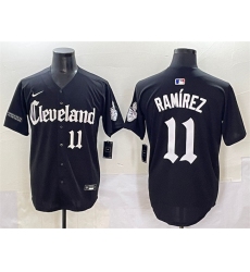 Men's Cleveland Guardians #11 José Ramírez Black Gothic Vapor Premier Limited Stitched Baseball Jersey