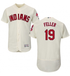 Men's Majestic Cleveland Indians #19 Bob Feller Cream Alternate Flex Base Authentic Collection MLB Jersey