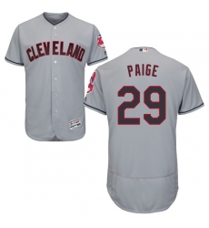 Men's Majestic Cleveland Indians #29 Satchel Paige Grey Road Flex Base Authentic Collection MLB Jersey