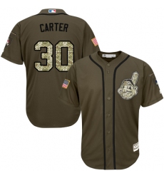 Youth Majestic Cleveland Indians #30 Joe Carter Replica Green Salute to Service MLB Jersey