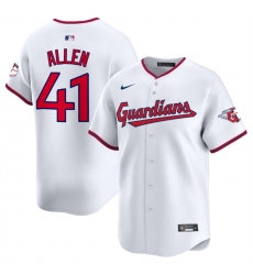 Men's Cleveland Guardians #41 Carlos Allen White Home Limited Stitched Baseball Jersey