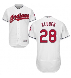 Men's Majestic Cleveland Indians #28 Corey Kluber White Home Flex Base Authentic Collection MLB Jersey