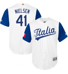Men's Italy Baseball Majestic #41 Trey Nielsen White 2017 World Baseball Classic Replica Team Jersey