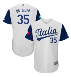 Men's Italy Baseball Majestic #35 Tiago da Silva White 2017 World Baseball Classic Authentic Team Jersey