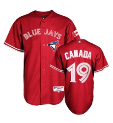 Men's Majestic Toronto Blue Jays #19 Jose Bautista Authentic Red Canada Day MLB Jersey