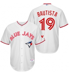 Men's Majestic Toronto Blue Jays #19 Jose Bautista Replica White 2015 Canada Day MLB Jersey