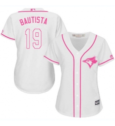 Women's Majestic Toronto Blue Jays #19 Jose Bautista Authentic White Fashion Cool Base MLB Jersey