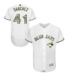 Men's Majestic Toronto Blue Jays #41 Aaron Sanchez Authentic White 2016 Memorial Day Fashion Flex Base MLB Jersey
