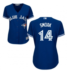 Women's Majestic Toronto Blue Jays #14 Justin Smoak Authentic Blue Alternate MLB Jersey