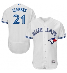 Men's Majestic Toronto Blue Jays #21 Roger Clemens White Home Flex Base Authentic Collection MLB Jersey