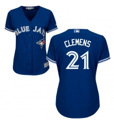 Women's Majestic Toronto Blue Jays #21 Roger Clemens Replica Blue Alternate MLB Jersey