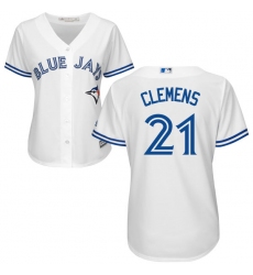 Women's Majestic Toronto Blue Jays #21 Roger Clemens Replica White Home MLB Jersey