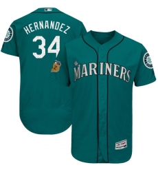 Men's Majestic Seattle Mariners #34 Felix Hernandez Aqua 2017 Spring Training Authentic Collection Flex Base MLB Jersey