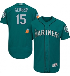Men's Majestic Seattle Mariners #15 Kyle Seager Teal Green Alternate Flex Base Authentic Collection MLB Jersey