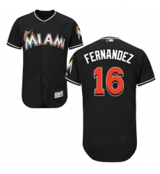 Men's Majestic Miami Marlins #16 Jose Fernandez Black Alternate Flex Base Authentic Collection MLB Jersey